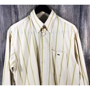 Lacoste Men's Cream Striped Shirt